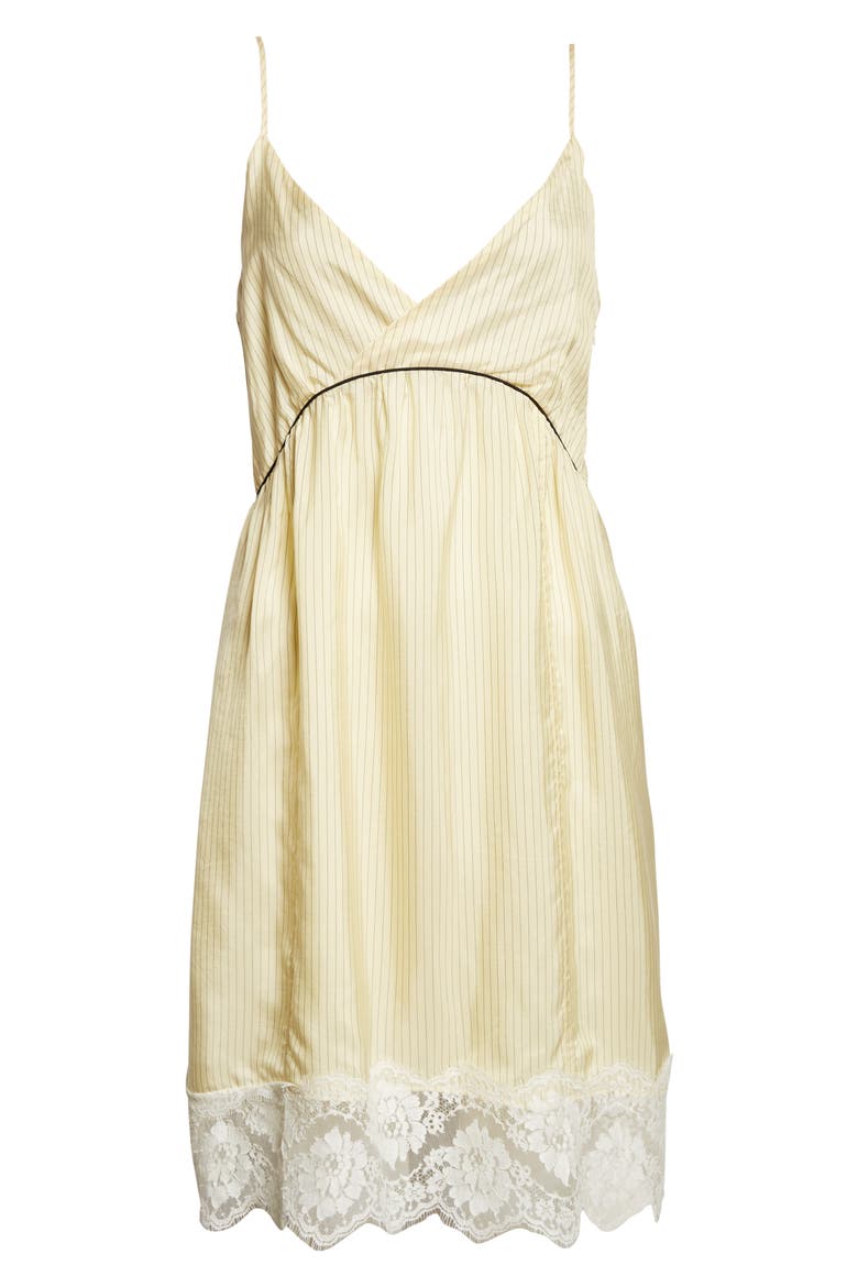 Lace Trim Pinstripe Slipdress, Alternate, color, EGGWHITE BASE / BLACK STRIPES