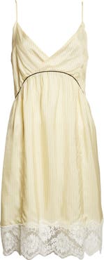PLAN C Lace Trim Pinstripe Slipdress