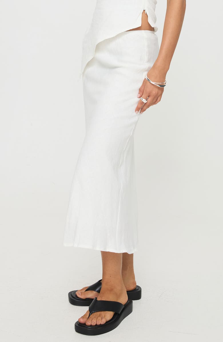 Princess Polly Mercer Low Rise Linen Blend Midi Skirt, Alternate, color, White