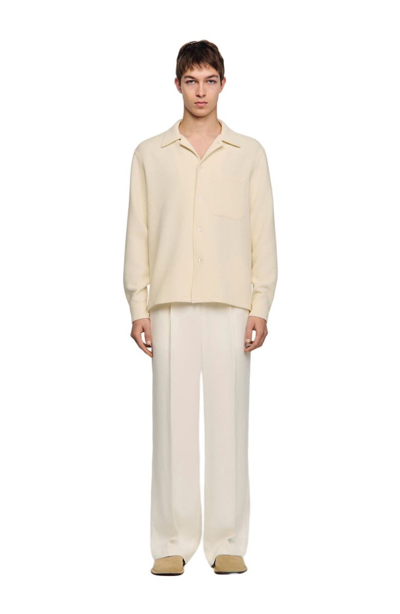 SANDRO Textured shark collar shirt, Alternate, color, Ecru