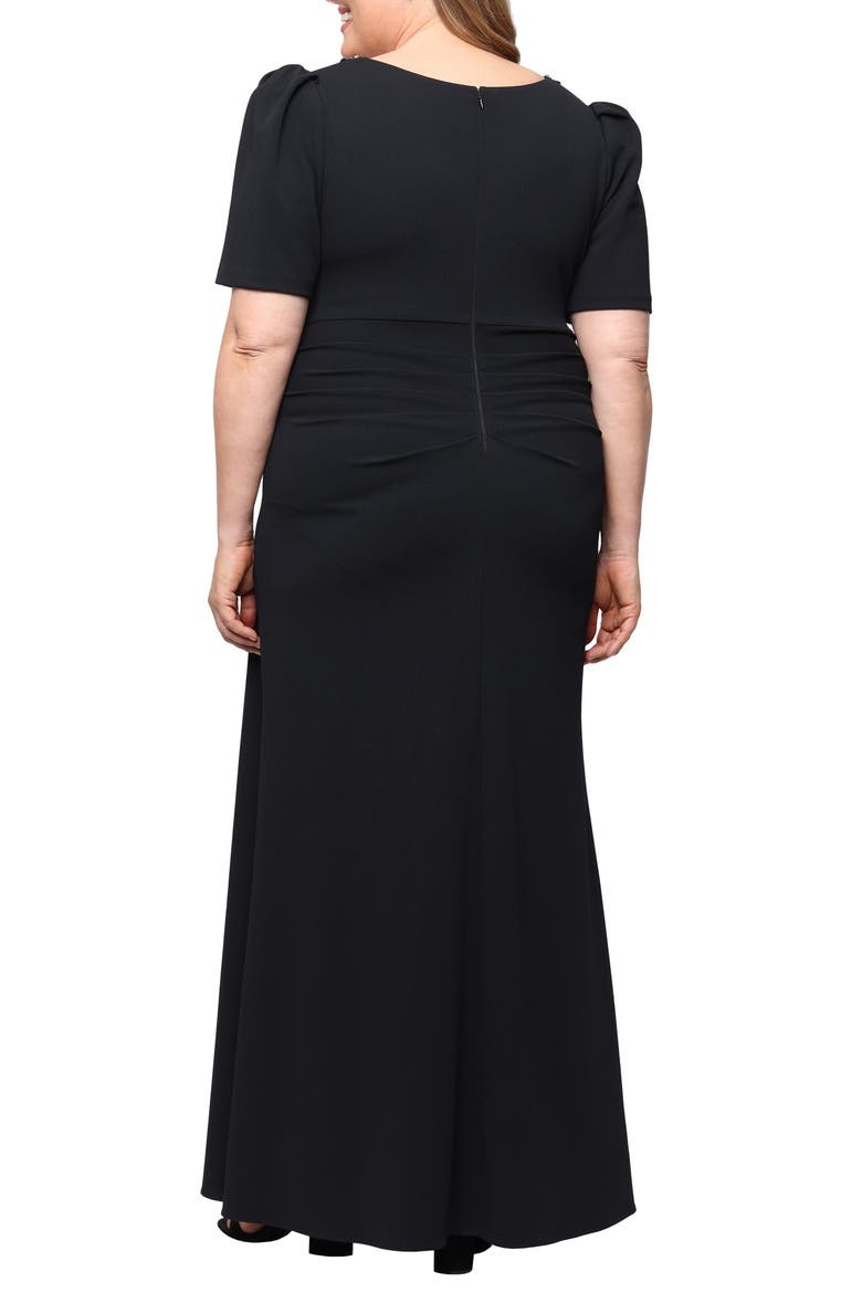Embellished Stretch Crepe Gown, Alternate, color, BLACK