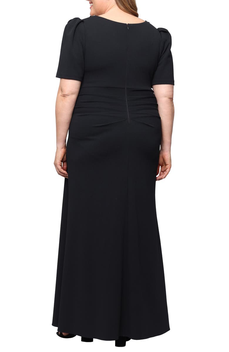 Alex Evenings Embellished Stretch Crepe Gown, Alternate, color, Black