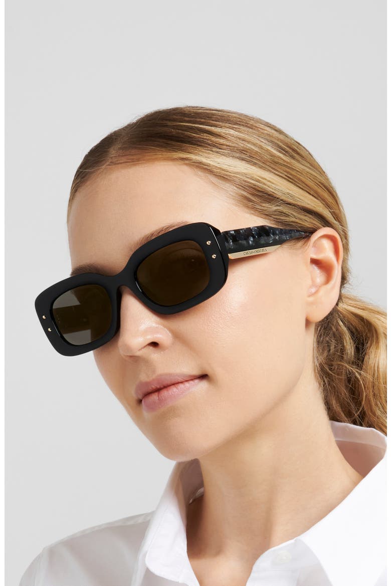 Her 50mm Rectangular Sunglasses, Alternate, color, BLACK/ GREY BRONZE SP