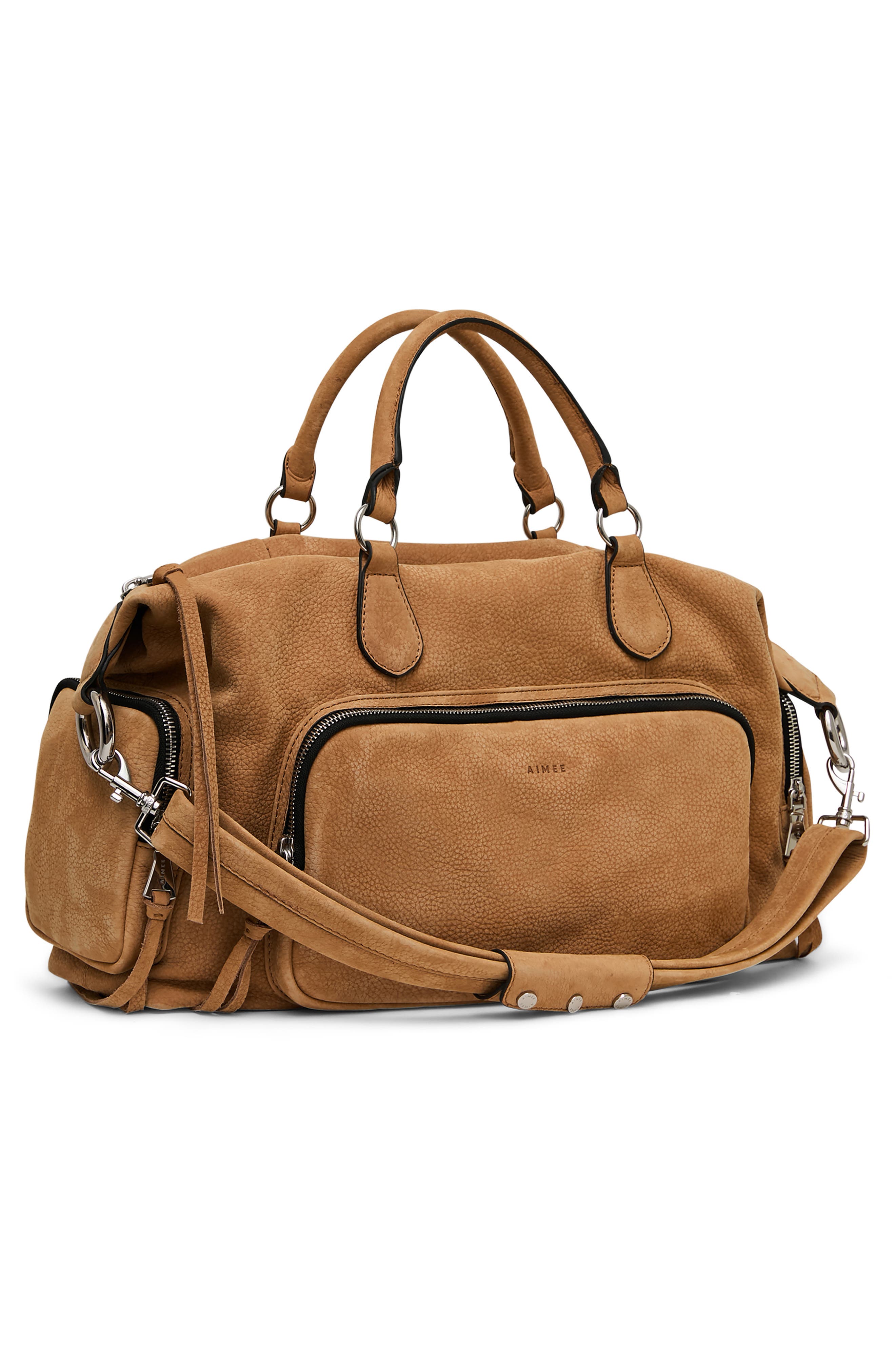 Away We Go Leather Duffle Bag, Alternate, color, LATTE NUBUCK