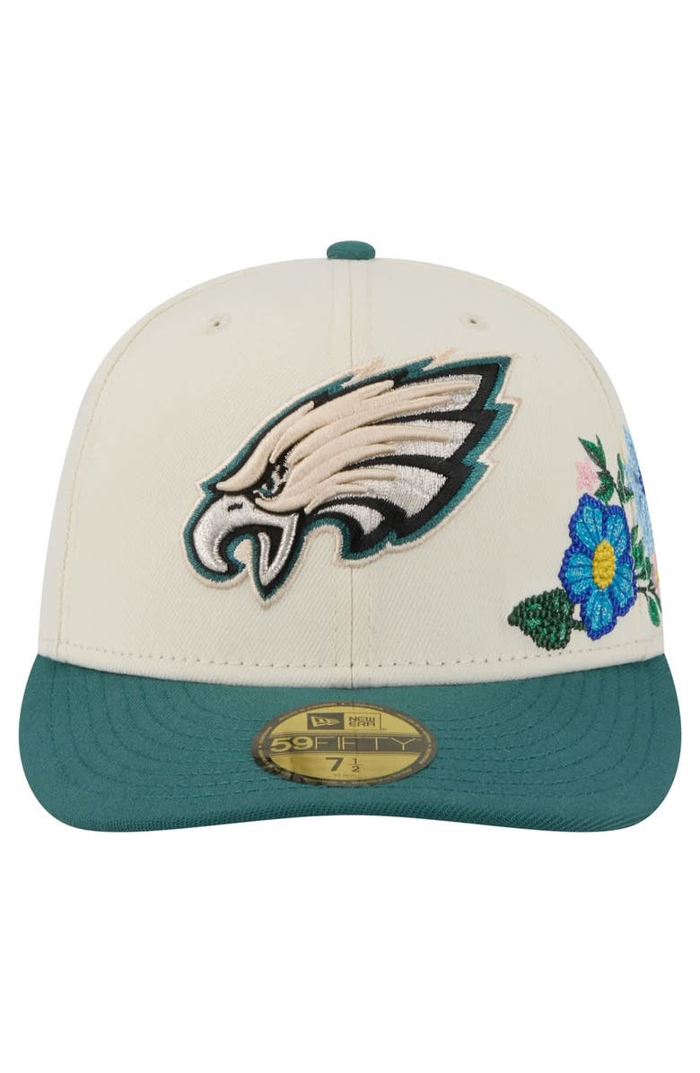 New Era Men's New Era Cream/Midnight Green Philadelphia Eagles Tonal Floral 59FIFTY Fitted Hat, Alternate, color, 