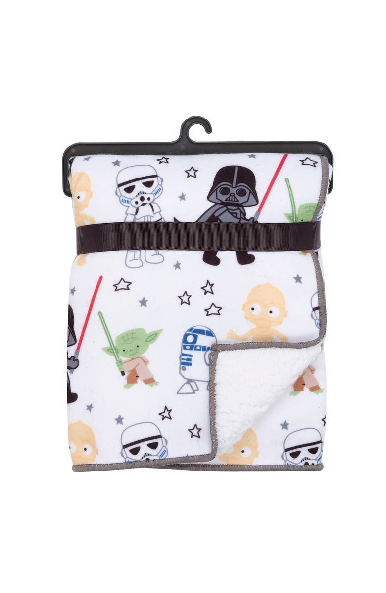 Lambs & Ivy Star Wars Classic Fleece Baby Blanket - Yoda/Darth Vader/R2-D2/C-3PO, Alternate, color, White