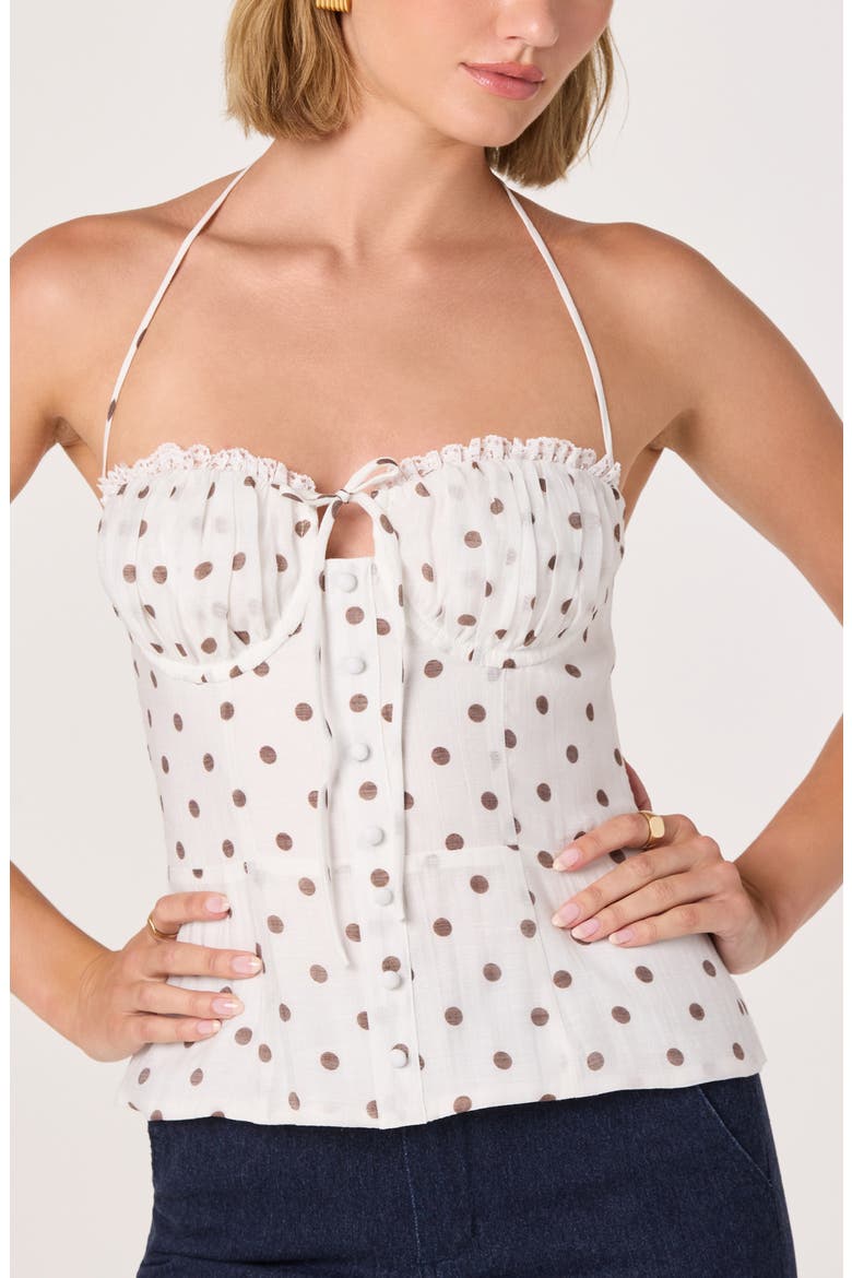Lizzie Polka Dot Lace Trim Halter Top, Alternate, color, WHITE POLKA DOT