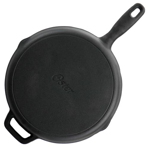 Oster Castaway 12 Inch Cast Iron Round Frying Pan With Dual Spouts In Black