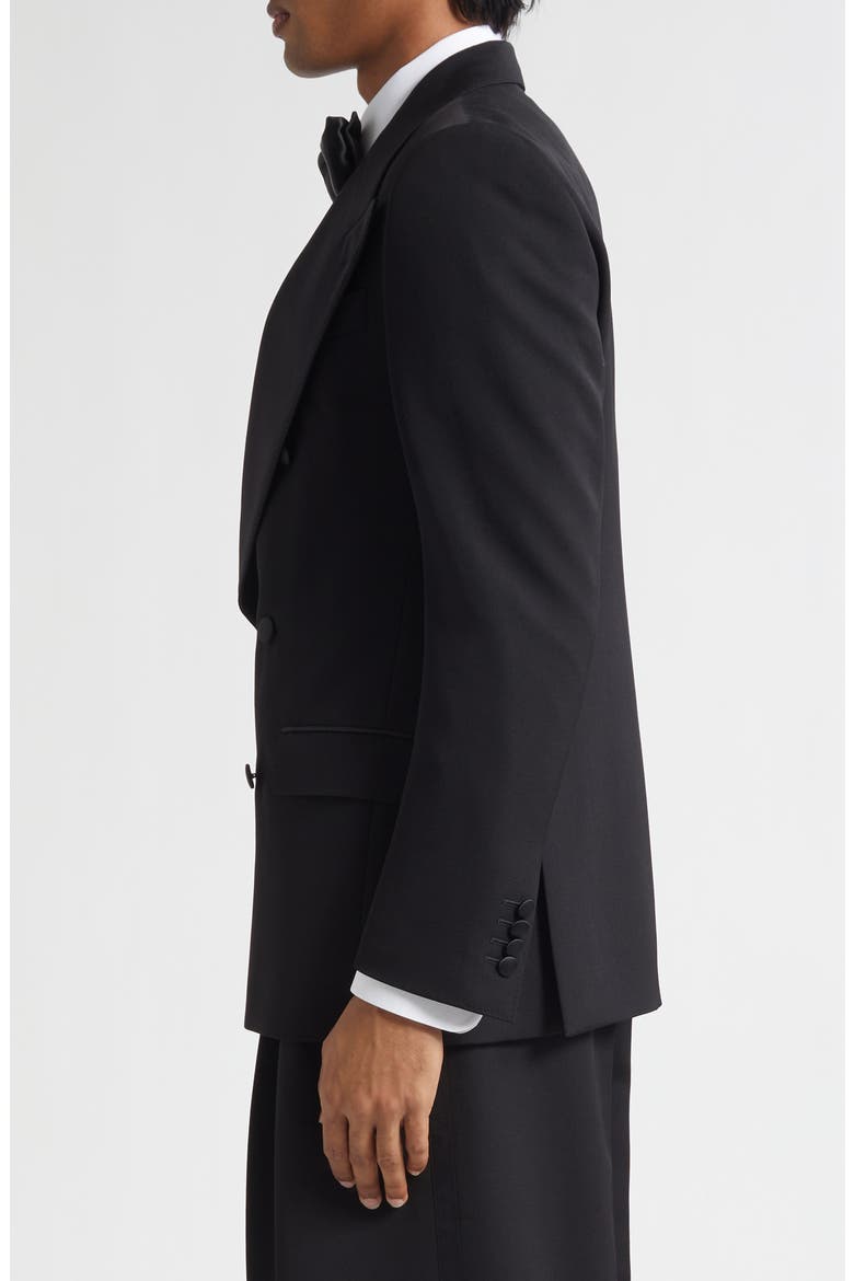 Double Breasted Virgin Wool & Silk Blend Blazer, Alternate, color, N0000 NERO