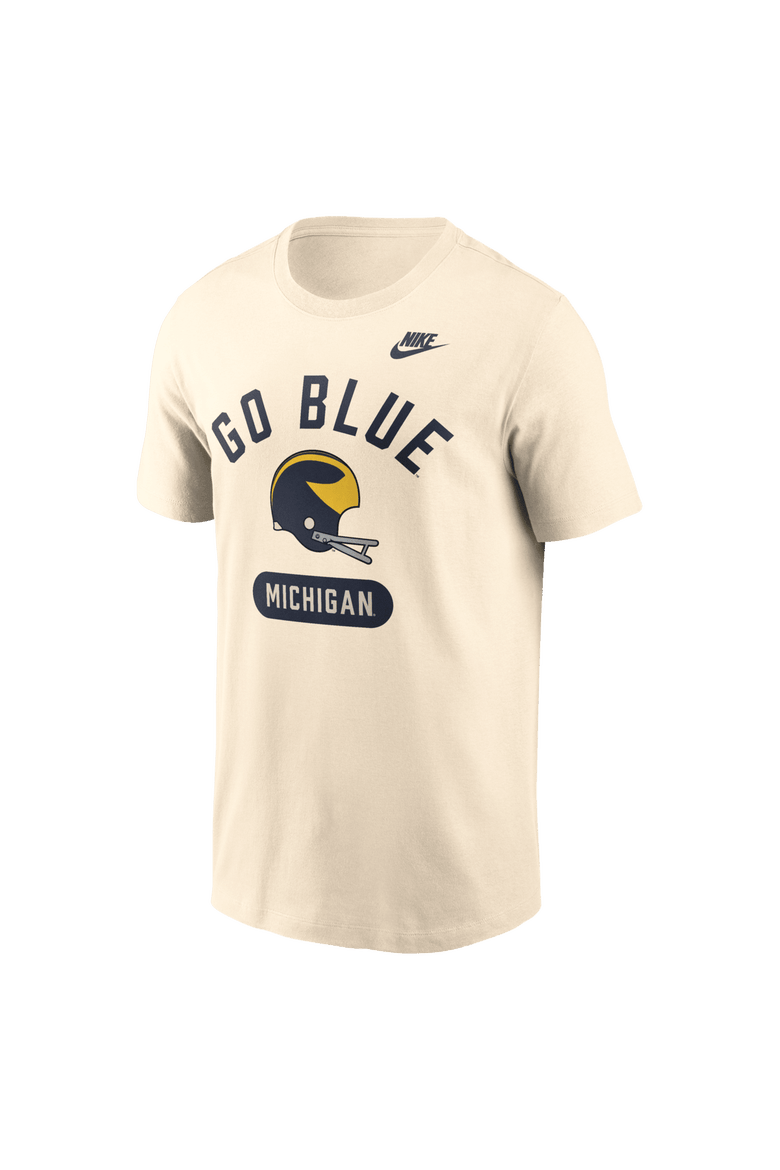 Men's Nike Natural Michigan Wolverines Legacy Arch Helmet T-Shirt, Alternate, color, Natural