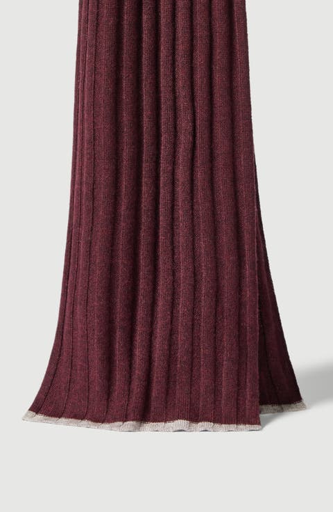 Cashmere rib knit scarf