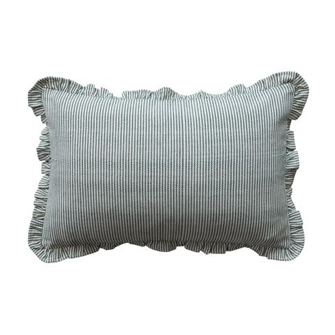 Artisan Stripe Cotton Lumbar Pillow with Ruffled Edge
