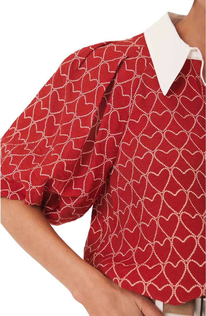 MINT VELVET Heart Print Shirt, Alternate, color, Red