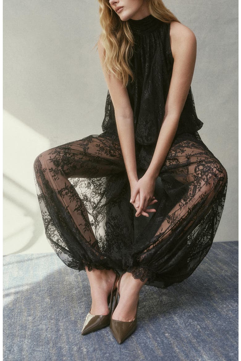 Bijou Lace Jogger Pants, Alternate, color, BLACK
