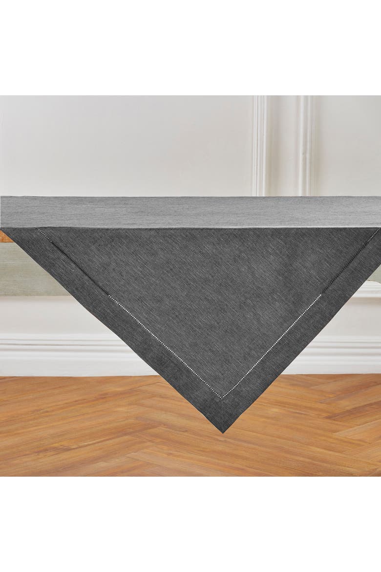 Linen Table Throw 52 x 52 Inch - Milan, Alternate, color, Charcoal Grey