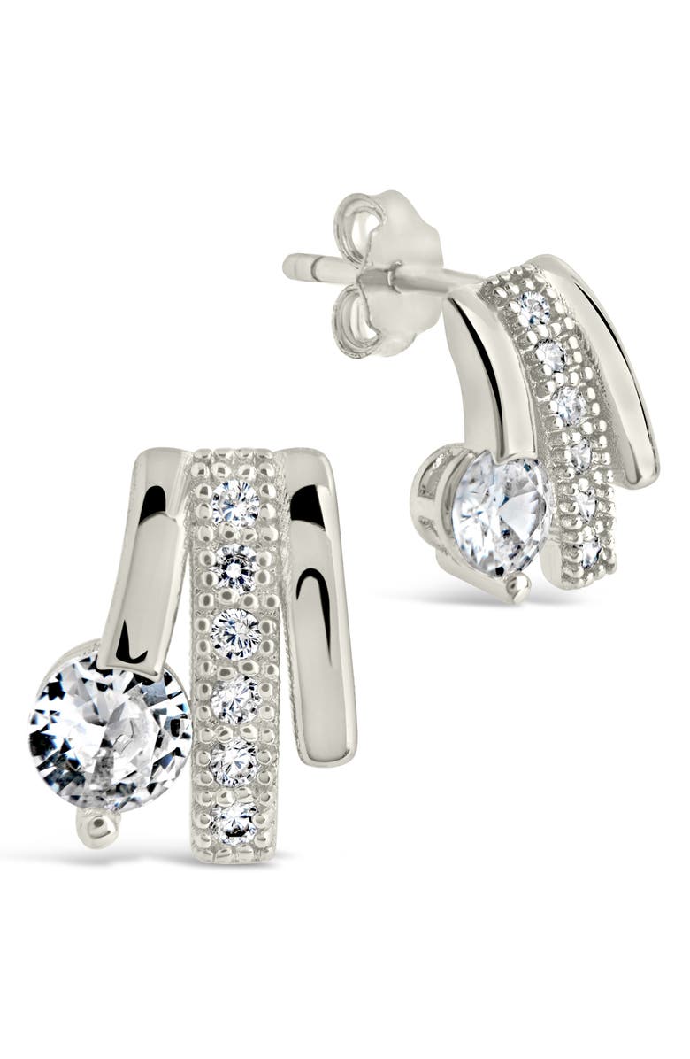 Sterling Forever Rosie Cubic Zirconia Triple Prong Stud Earrings, Main, color, 