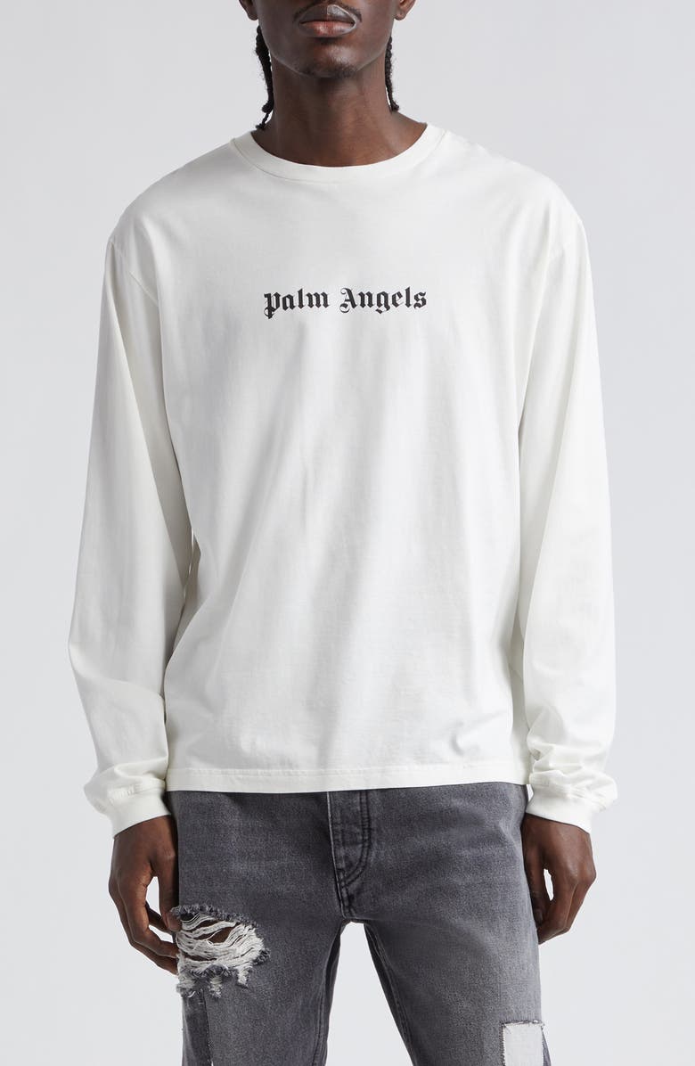 Palm Angels Logo Long Sleeve Cotton Graphic T-Shirt, Main, color, 