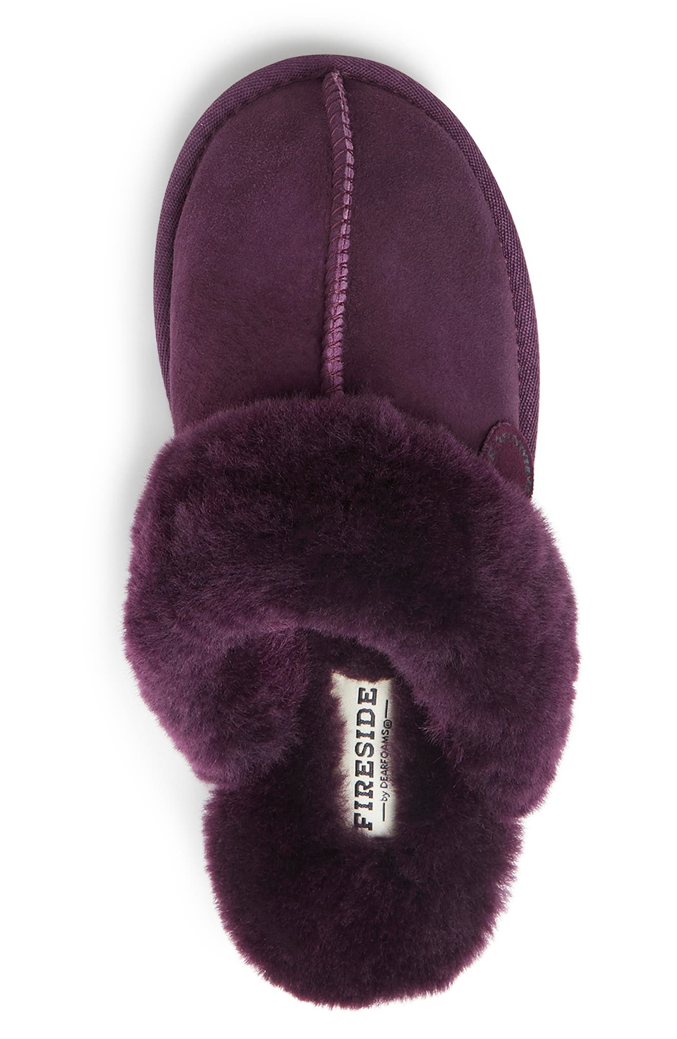 Sydney Water Resistant Genuine Shearling Scuff Slipper - Wide Width Available, Alternate, color, AUBERGINE