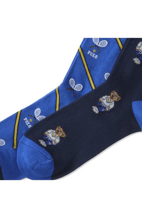 Polo Ralph Lauren Assorted 2-pack Polo Athletic Club Mini Bears Crew Socks In Blue