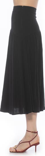 Michel High Waist Shirred Midi Skirt