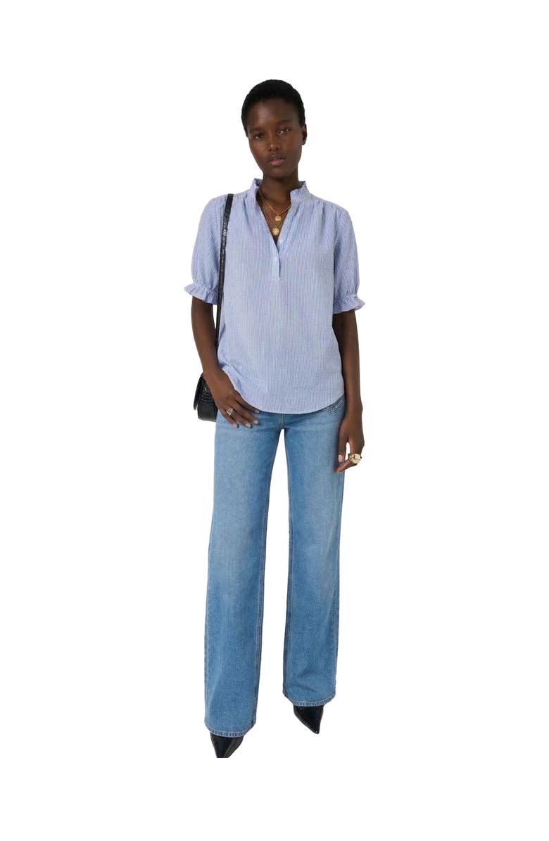 GERARD DAREL Cezia Ruffled Sleeved Linen Blouse, Alternate, color, Cloud