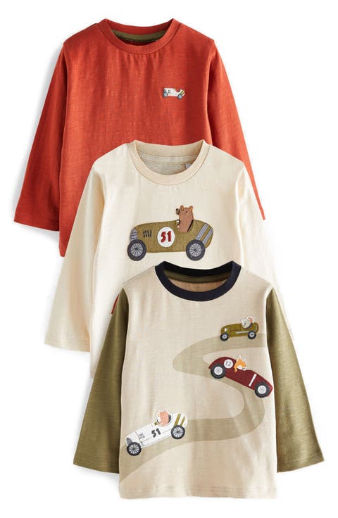 Kids' Assorted 3-Pack Racing Cars Long Sleeve T-Shirts (Little Kid)