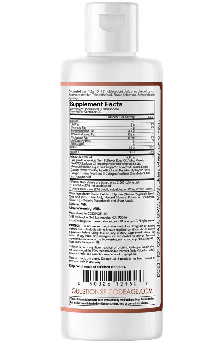 Codeage Liquid Collagen Trim & Glow Supplement Chocolate, Alternate, color, White