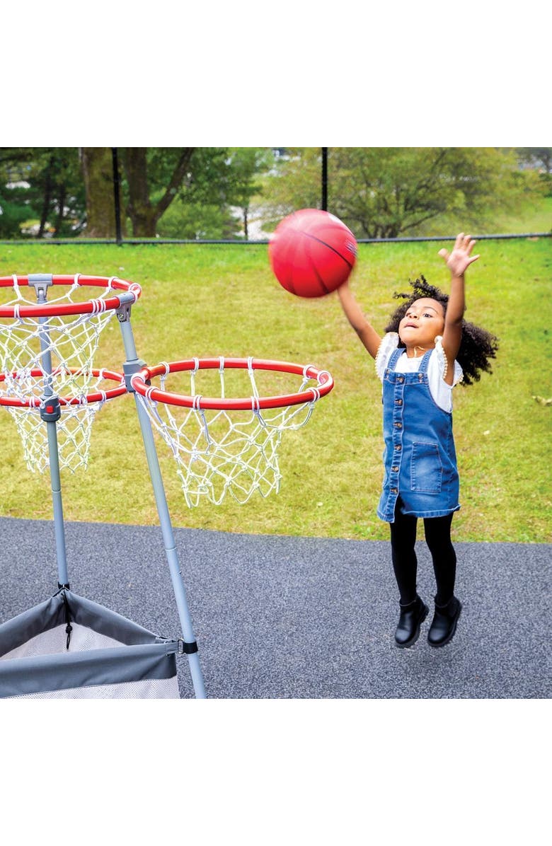 Kaplan Early Learning Company 4-Hoop Basketball Play Set with Storage Bag, Alternate, color, Gray
