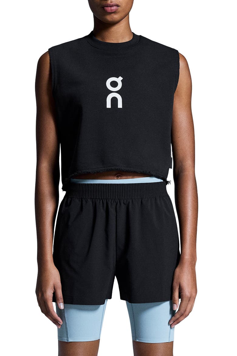 Club Logo Crop Muscle Tank, Main, color, BLACK