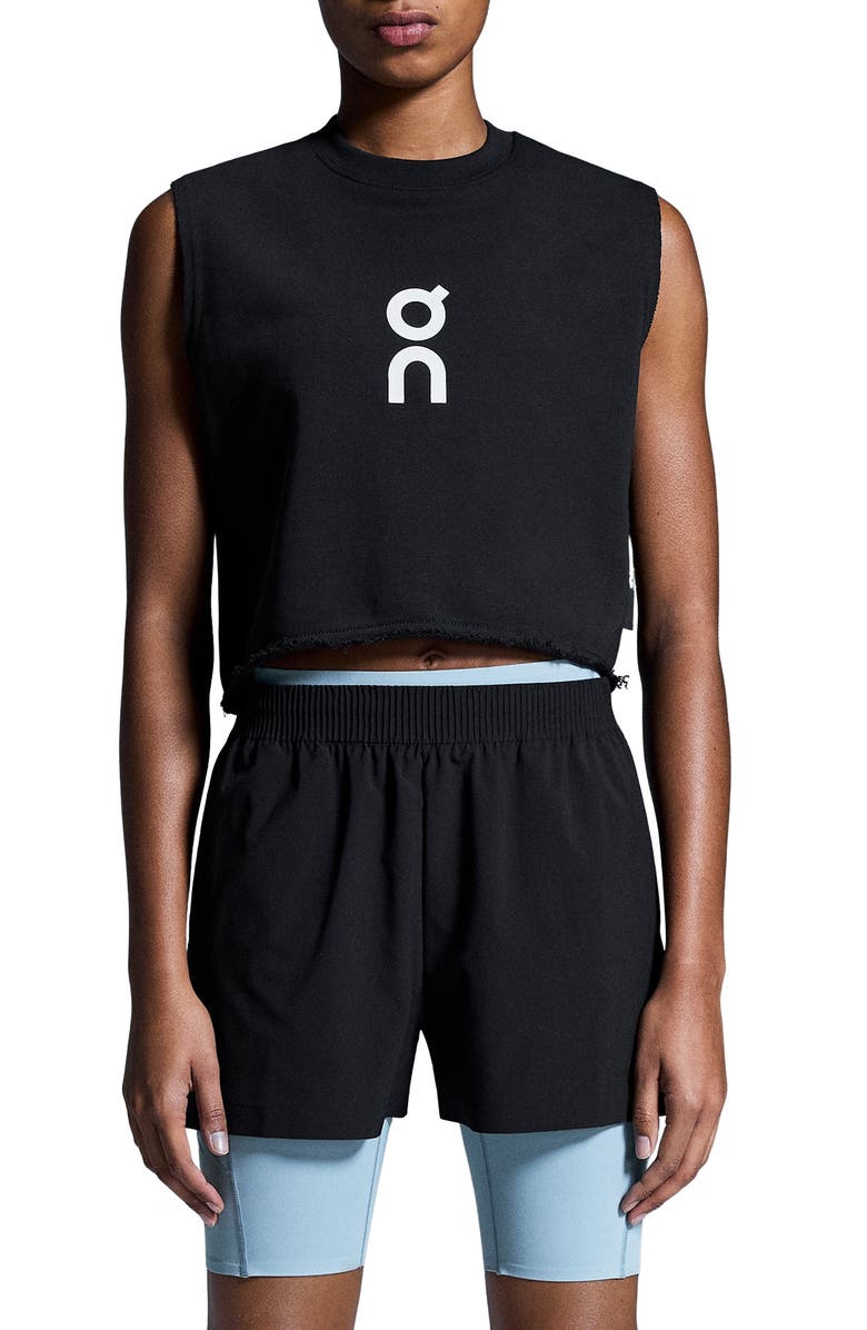 On Club Logo Crop Muscle Tank, Main, color, Black