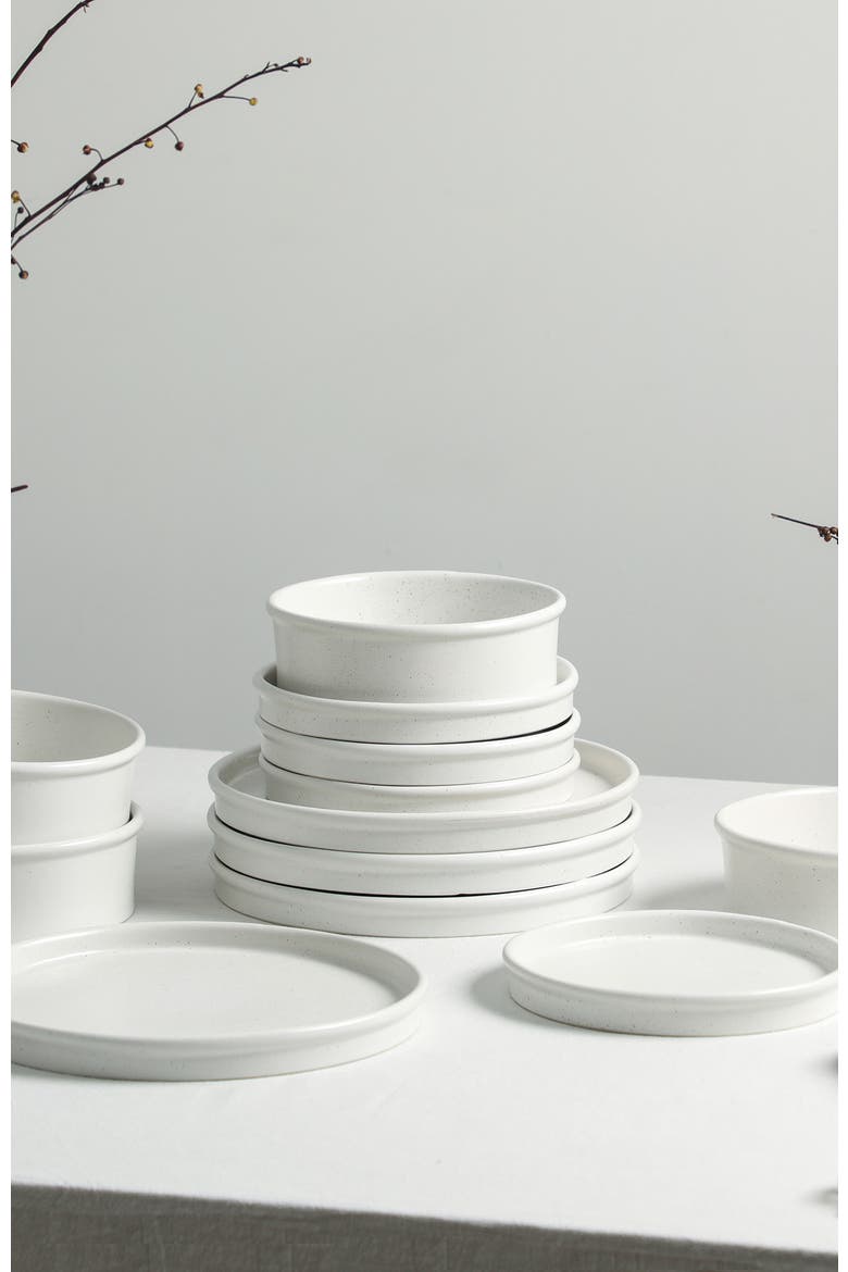 Roscoe Stoneware 12-Piece Dinnerware Set, Alternate, color, White Speckled
