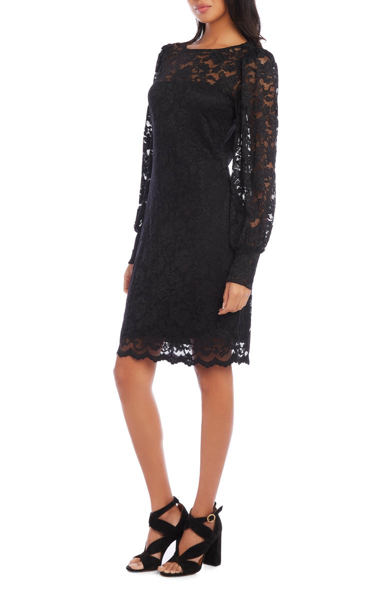 Karen Kane Long Sleeve Lace A-Line Dress, Alternate, color, 
