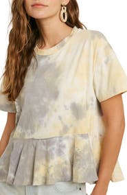 WISHLIST Tie Dye Short Sleeve Peplum Top