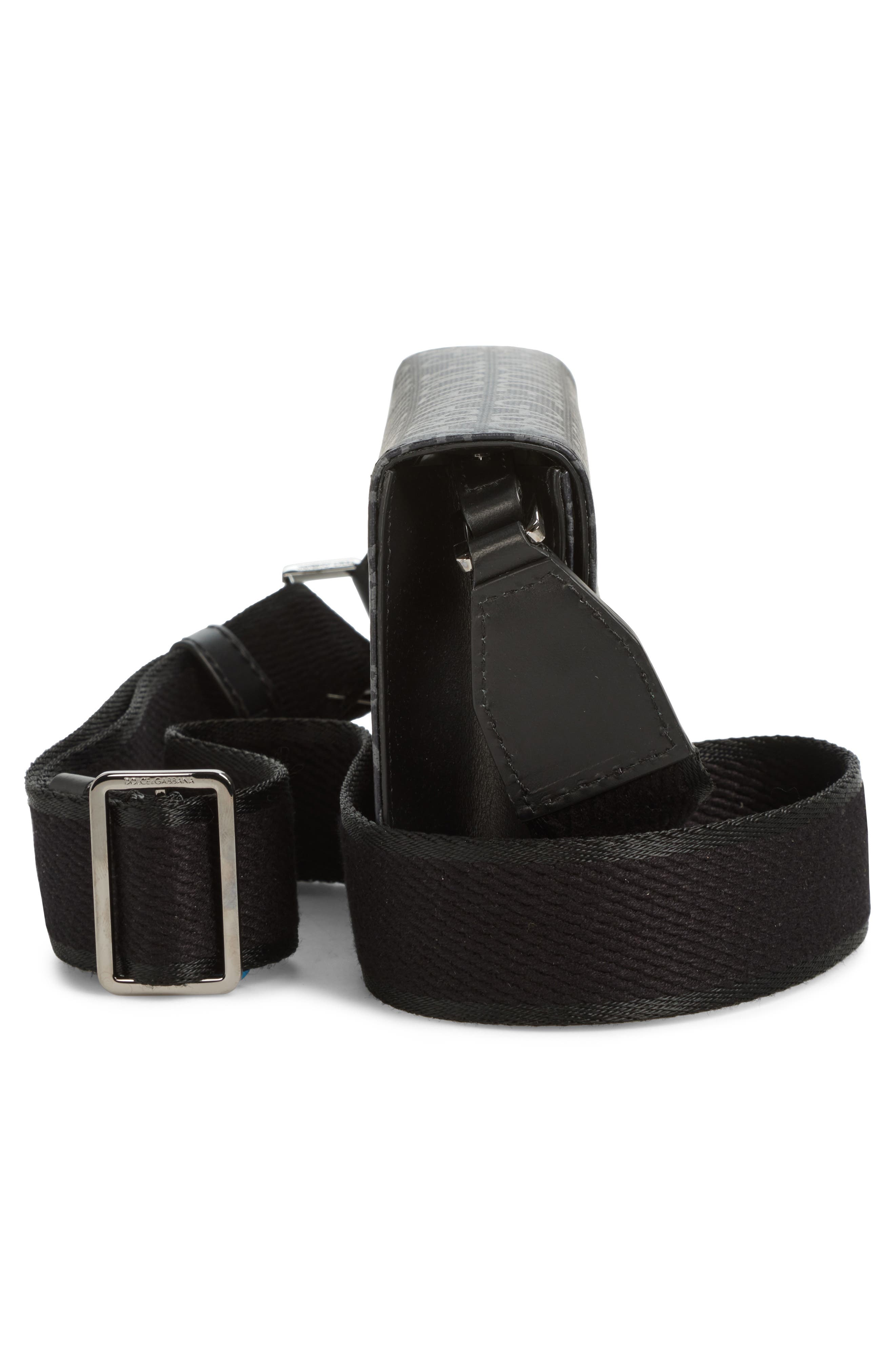 Dolce&Gabbana Logo Coated Jacquard Crossbody Bag, Alternate, color, 8B969 Nero/ Grigio