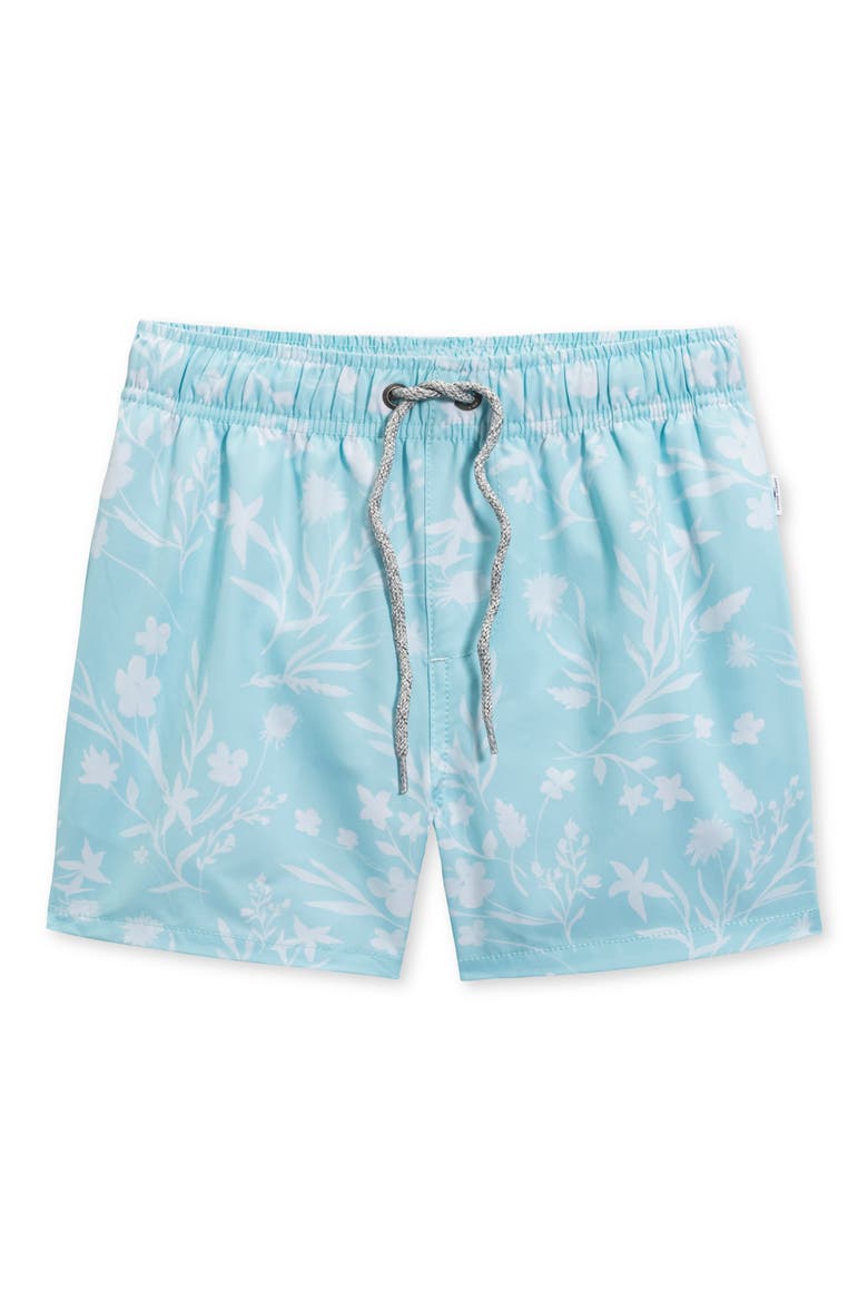 Kids' Floral Four-Way Stretch Volley Swim Trunks, Main, color, AQUA