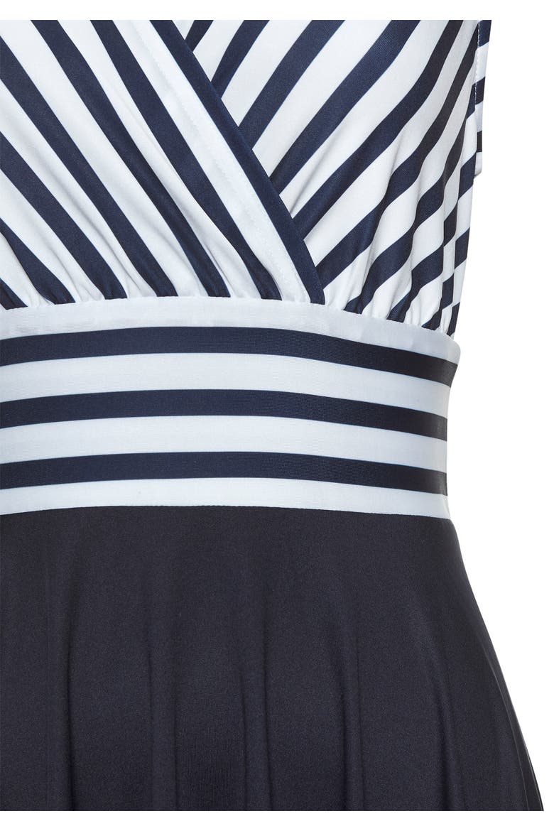 Sleeveless Wrap Look Dress, Alternate, color, Navy Multi