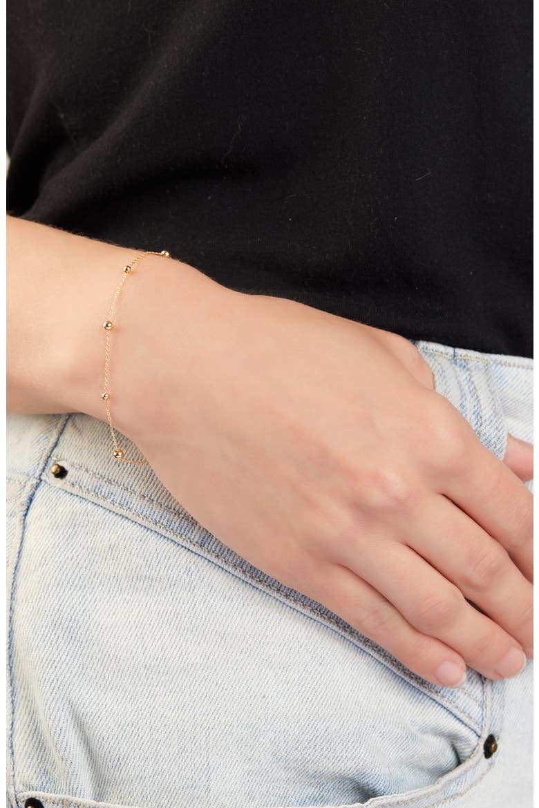 14K Gold Alternating Beaded Chain Bracelet (Nordstrom Exclusive), Alternate, color, YELLOW GOLD