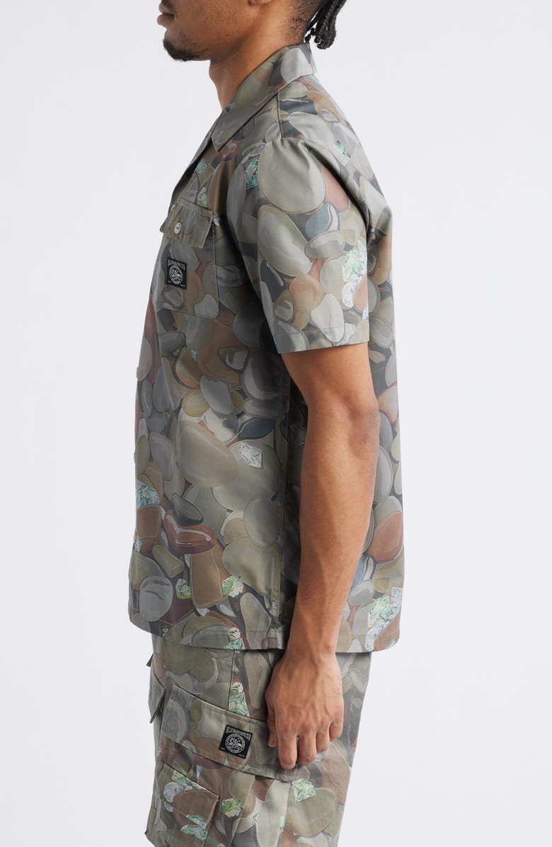 Billionaire Boys Club Space Carat Print Short Sleeve Button-Up Shirt, Alternate, color, Moonstruck