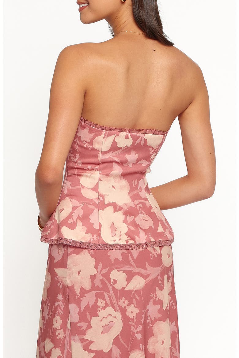Mera Strapless Peplum Top, Alternate, color, TERRACOTTA FLORAL