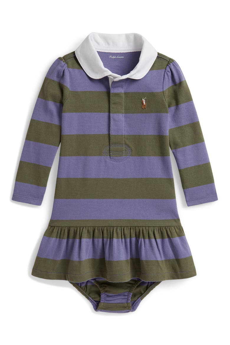 Kids' Striped Cotton Rugby Dress with Bloomers, Main, color, SUMMER PURPLE MULTI