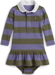 Ralph Lauren Kids' Striped Cotton Rugby Dress with Bloomers