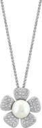 EFFY White Topaz & Cultured Pearl Flower Pendant Necklace