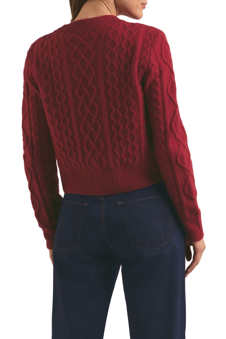 Wool & Cashmere Blend Cable Crewneck Sweater, Alternate, color, HAUTE ROUGE