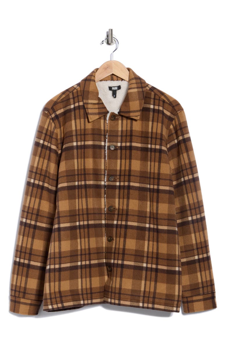 PAIGE Rangel Fleece Lined Plaid Flannel Jacket, Alternate, color, Woodland Clove