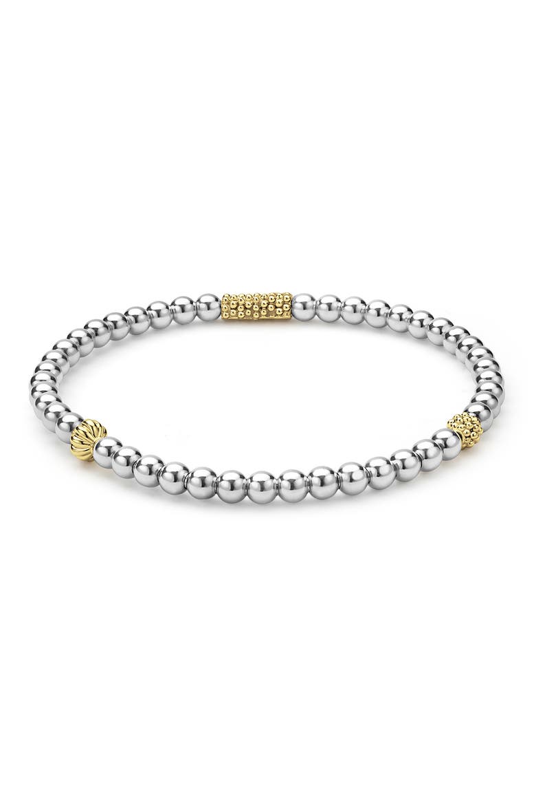 Two-Tone Caviar Icon Stretch Bracelet, Alternate, color, SILVER/ GOLD