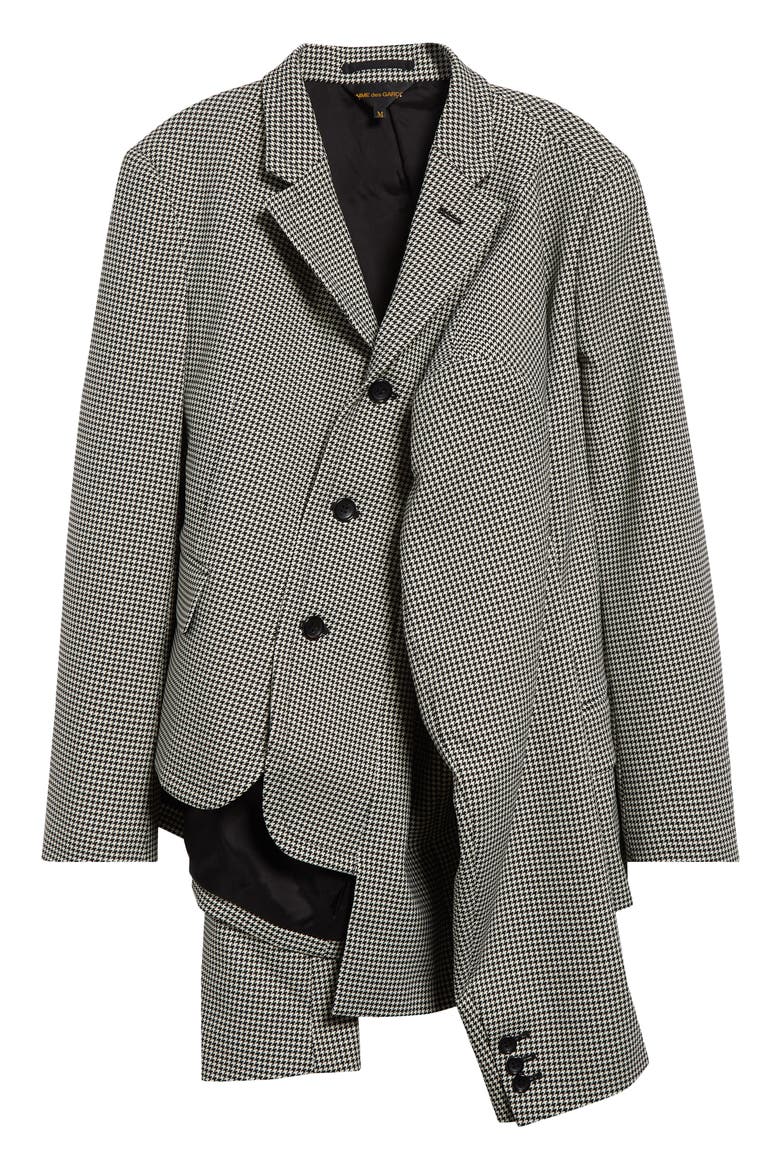Four-Sleeve Asymmetric Houndstooth Jacket, Alternate, color, BLACK/ WHITE