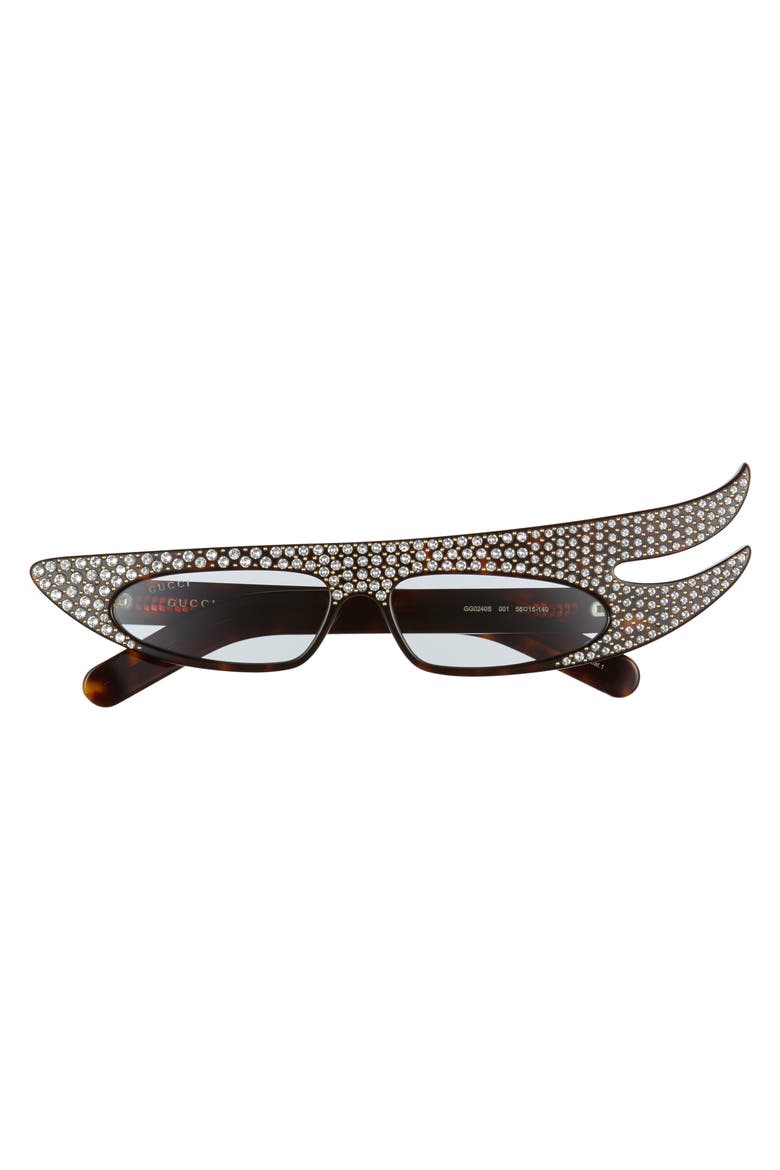 56mm Embellished Statement Sunglasses, Alternate, color, HAVANA