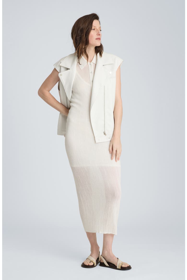 Variga Crinkle Georgette Midi Dress, Alternate, color, PURE WHITE