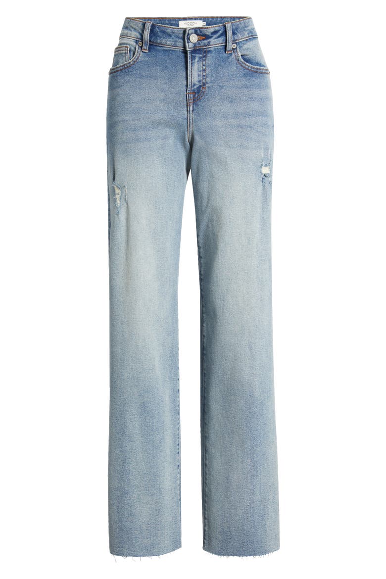 Raw Hem Mid Rise Dad Jeans, Alternate, color, MEDIUM WASH