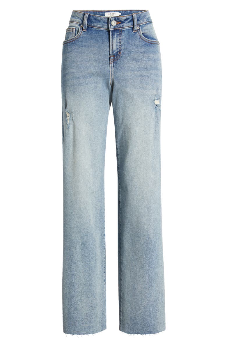 HIDDEN JEANS Raw Hem Mid Rise Dad Jeans, Alternate, color, Medium Wash